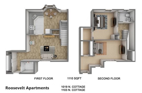 Floor plan for 3 beds, 1.5 baths, 1110 sqft